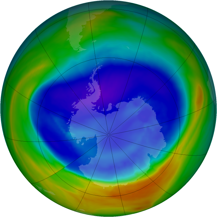 Antarctic ozone map for 05 September 2005